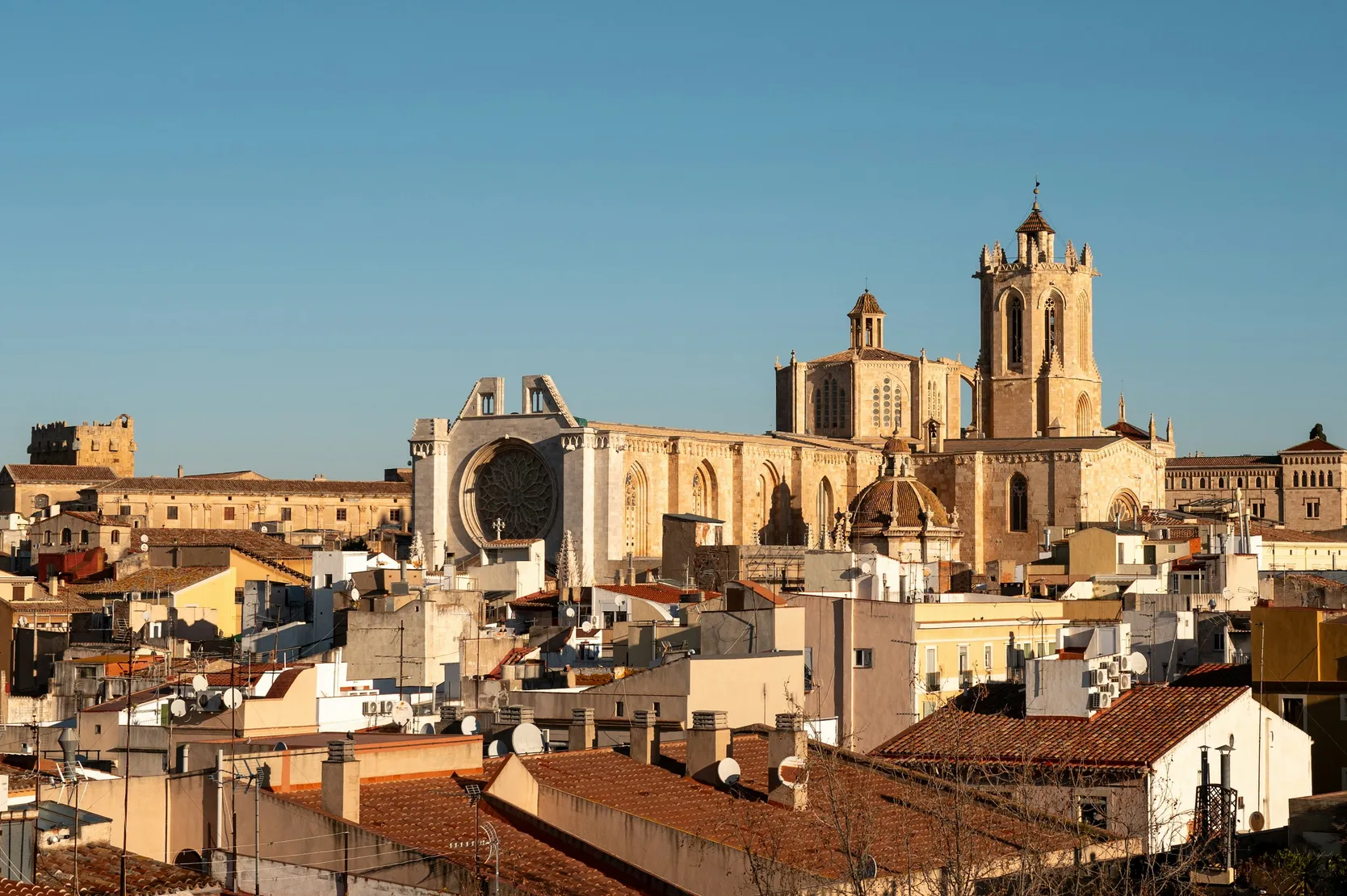 A cityscape view of the old town in Tarragona